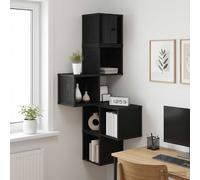 vidaXL Estante de Esquina de Pared Roble Negro 48 x 48 x 120 cm
