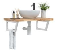 vidaXL Estante de Lavabo de Pared Acero y Madera Maciza de Acacia