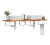 vidaXL Estante de lavabo montado en la pared, encimera de baño con soporte de estante, estante colgante de pared para lavabo, estilo moderno, acero y madera maciza de acacia