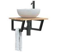 vidaXL Estante de Lavabo de Pared Acero y Madera Maciza de Acacia