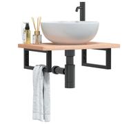 vidaXL Estante de lavabo de pared de acero y madera maciza de haya