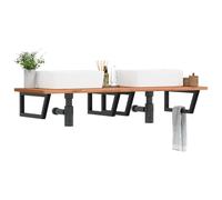 vidaXL Estante de lavabo de pared de acero y madera maciza de haya