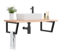 vidaXL Estante de lavabo de pared de acero y madera maciza de haya