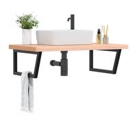 vidaXL Estante de lavabo de pared de acero y madera maciza de haya