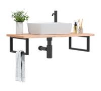vidaXL Estante de lavabo de pared de acero y madera maciza de haya