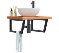 vidaXL Estante de lavabo de pared de acero y madera maciza de haya