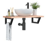 vidaXL Estante de lavabo de pared de acero y madera maciza de haya