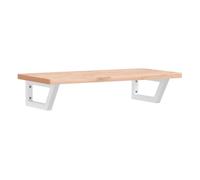 Vidaxl estante de lavabo de pared de acero y madera maciza de haya