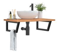 vidaXL Estante de lavabo de pared de acero y madera maciza de haya