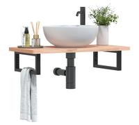 vidaXL Estante de lavabo de pared de acero y madera maciza de haya