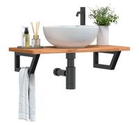 vidaXL Estante de lavabo de pared de acero y madera maciza de haya