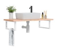 vidaXL Estante de lavabo de pared de acero y madera maciza de haya