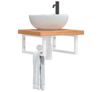 vidaXL Estante de lavabo de pared de acero y madera maciza de haya