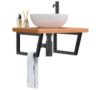 vidaXL Estante de lavabo de pared de acero y madera maciza de haya