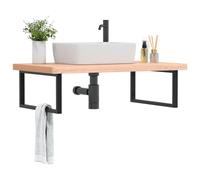 vidaXL Estante de lavabo de pared de acero y madera maciza de haya