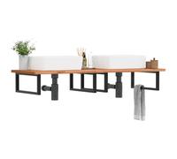 vidaXL Estante de lavabo de pared de acero y madera maciza de haya en color Blanco/Negro | práctico organizador multiusos diseño compacto funcional