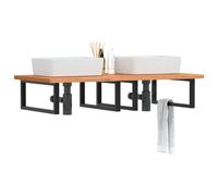 vidaXL Estante de lavabo de pared de acero y madera maciza de haya