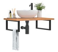 vidaXL Estante de lavabo de pared de acero y madera maciza de haya en color Negro/Blanco | práctico organizador multiusos diseño compacto funcional