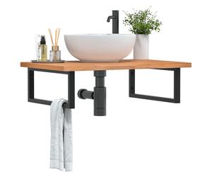 vidaXL Estante de lavabo de pared de acero y madera maciza de haya en color Negro/Blanco | práctico organizador multiusos diseño compacto funcional