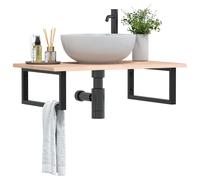 vidaXL Estante de lavabo de pared de acero y madera maciza de roble