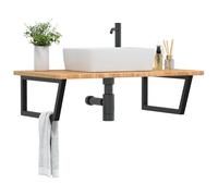 vidaXL Estante de lavabo de pared de acero y madera maciza de roble