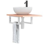 vidaXL Estante de lavabo de pared de acero y madera maciza de roble