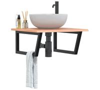 vidaXL Estante de lavabo de pared de acero y madera maciza de roble