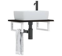 vidaXL Estante de lavabo de pared de acero y madera maciza de roble