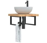 vidaXL Estante de lavabo de pared de acero y madera maciza de roble