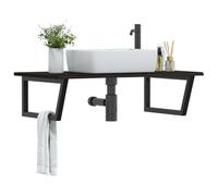 vidaXL Estante de lavabo de pared de acero y madera maciza de roble