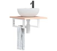 vidaXL Estante de lavabo de pared de acero y madera maciza de roble