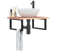 vidaXL Estante de lavabo de pared de acero y madera maciza de roble