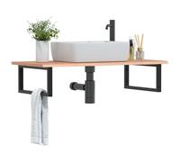 vidaXL Estante de lavabo de pared de acero y madera maciza de roble