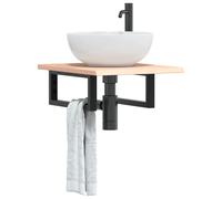 vidaXL Estante de lavabo de pared de acero y madera maciza de roble