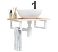 vidaXL Estante de lavabo de pared - Acero y madera maciza de roble