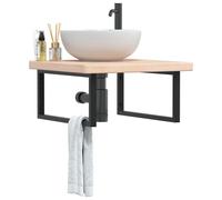 vidaXL Estante de lavabo de pared de acero y madera maciza de roble