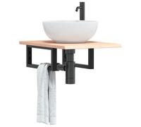 vidaXL Estante de lavabo de pared de acero y madera maciza de roble