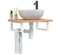 vidaXL Estante de lavabo de pared de acero y madera maciza de roble