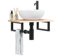 vidaXL Estante de lavabo de pared de acero y madera maciza de roble