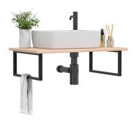 vidaXL Estante de lavabo de pared de acero y madera maciza de roble