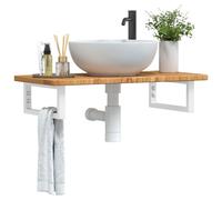 vidaXL Estante de lavabo de pared de acero y madera maciza de roble