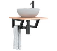 vidaXL Estante de lavabo de pared de acero y madera maciza de roble