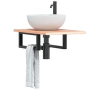 vidaXL Estante de lavabo de pared de acero y madera maciza de roble
