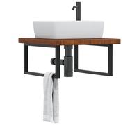 vidaXL Estante de lavabo de pared de acero y madera maciza de roble