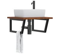 vidaXL Estante de lavabo de pared de acero y madera maciza de roble
