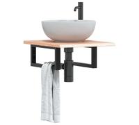 vidaXL Estante de lavabo de pared de acero y madera maciza de roble
