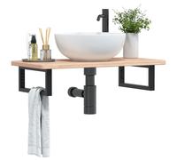 vidaXL Estante de lavabo de pared de acero y madera maciza de roble