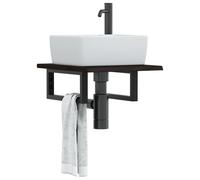 vidaXL Estante de lavabo de pared de acero y madera maciza de roble