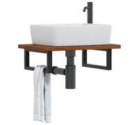 vidaXL Estante de lavabo de pared de acero y madera maciza de roble