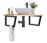 vidaXL Estante de lavabo de pared de acero y madera maciza de roble